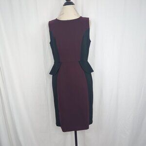 Purple Peplum Dress 8 Medium Black Ann Taylor Loft NWT